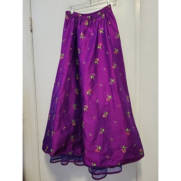 VTG Purple Floral Maxi Skirt - Picture 1 of 8